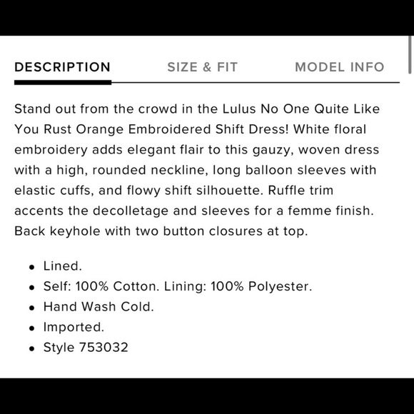 Lulu’s ‘No One Quite Like You’ Rust Orange Embroidered Shift Dress - Picture 9 of 16